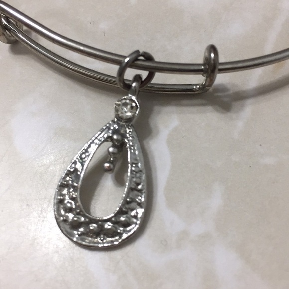 Silver Boho Teardrop Charm Bangle Bracelet - Picture 2 of 5